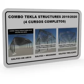 COMBO TEKLA STRUCTURES 2019/2020 - MODELAGEM E DETALHAMENTO (3 GALPÕES + MEZANINO)